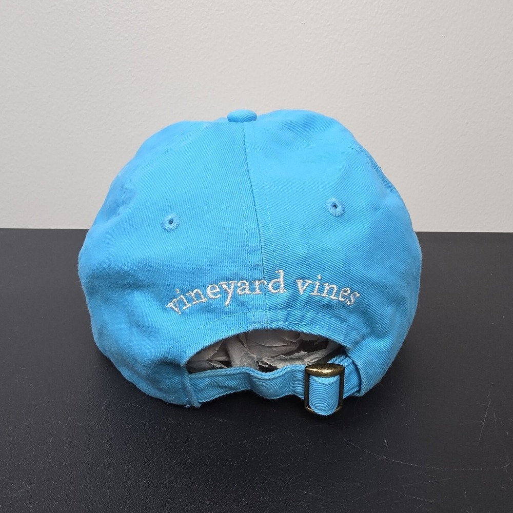 Vineyard Vines Hat Cap Mens Strap Back Blue Spellout White Whale Logo Golf Prep - Picture 5 of 8